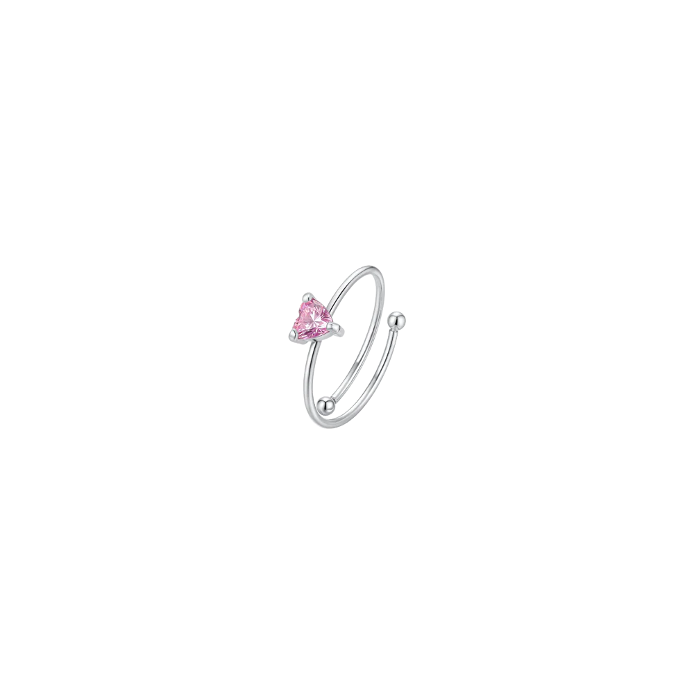 ANELLO BAMBINA IN ACCIAIO CON CUORE ZIRCONE ROSA