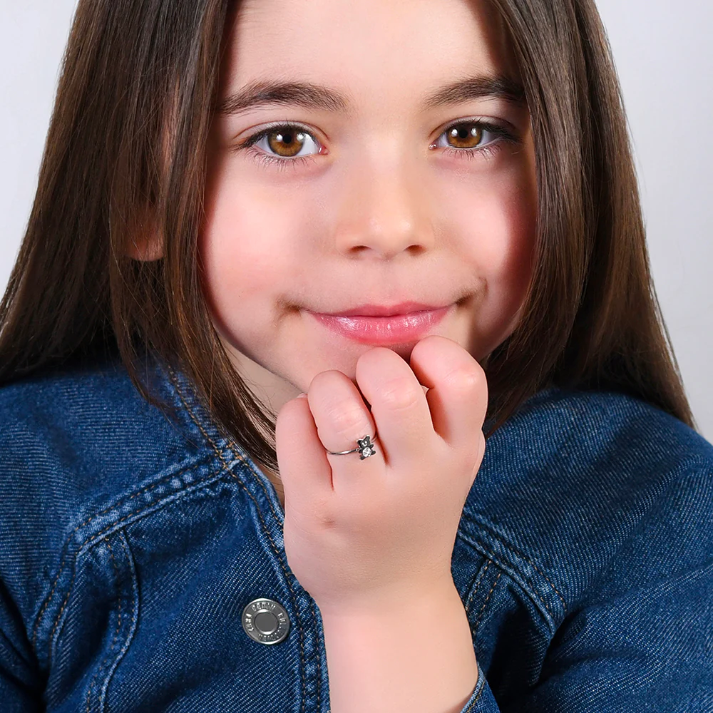 ANELLO BAMBINA IN ACCIAIO CON ORSETTO CON CRISTALLI BIANCHI - Image 3