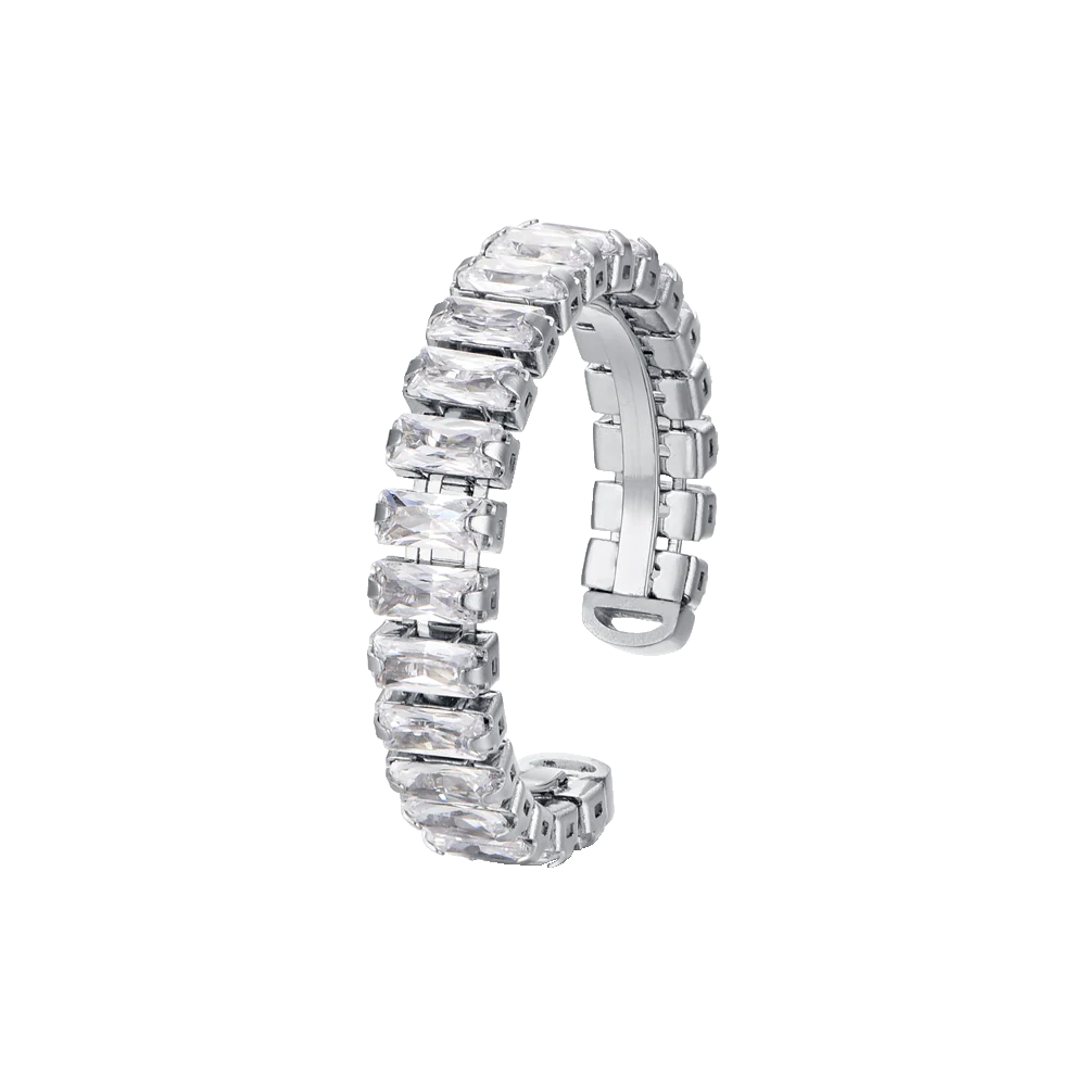 ANELLO DONNA IN ACCIAIO CON CRISTALLI BIANCHI