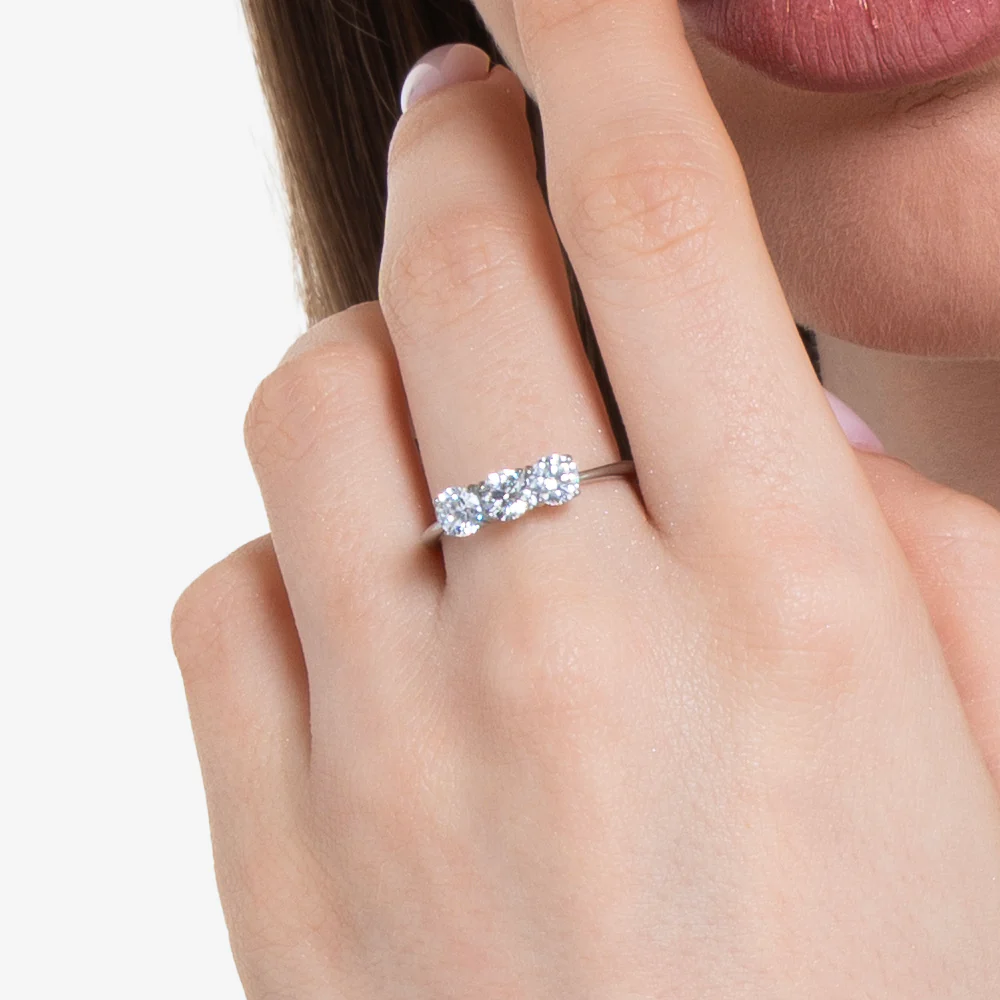 ANELLO DONNA IN ACCIAIO CON  CRISTALLI BIANCHI - TAGLIA 16 - Image 2