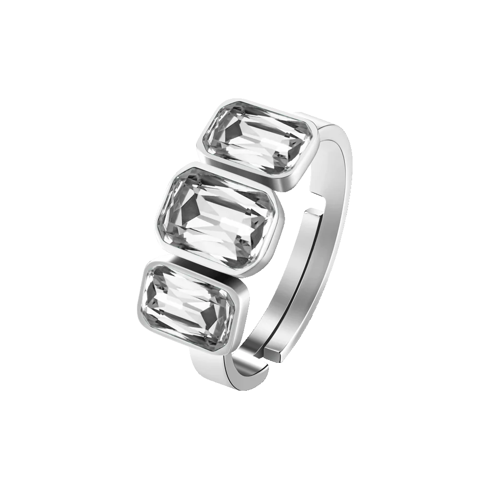 ANELLO DONNA IN ACCIAIO CON CRISTALLI BIANCHI