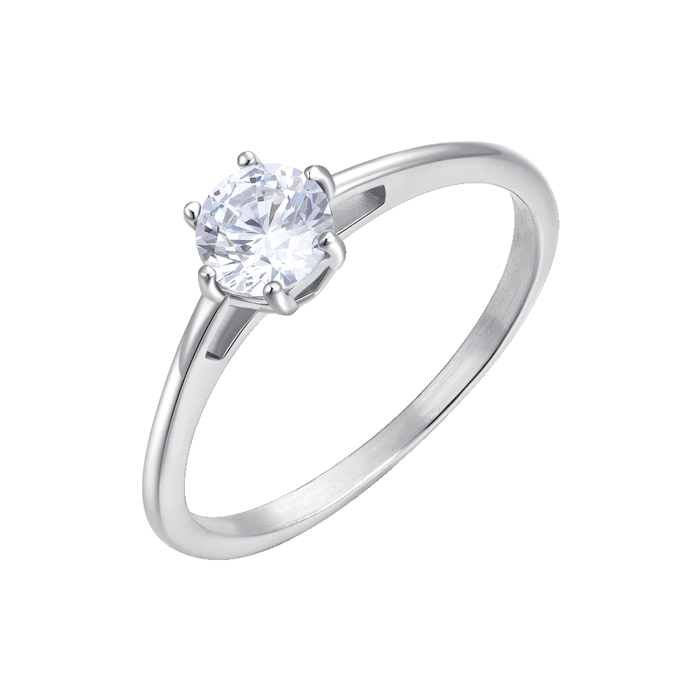 ANELLO DONNA IN ACCIAIO CON CRISTALLO BIANCO - TAGLIA 20