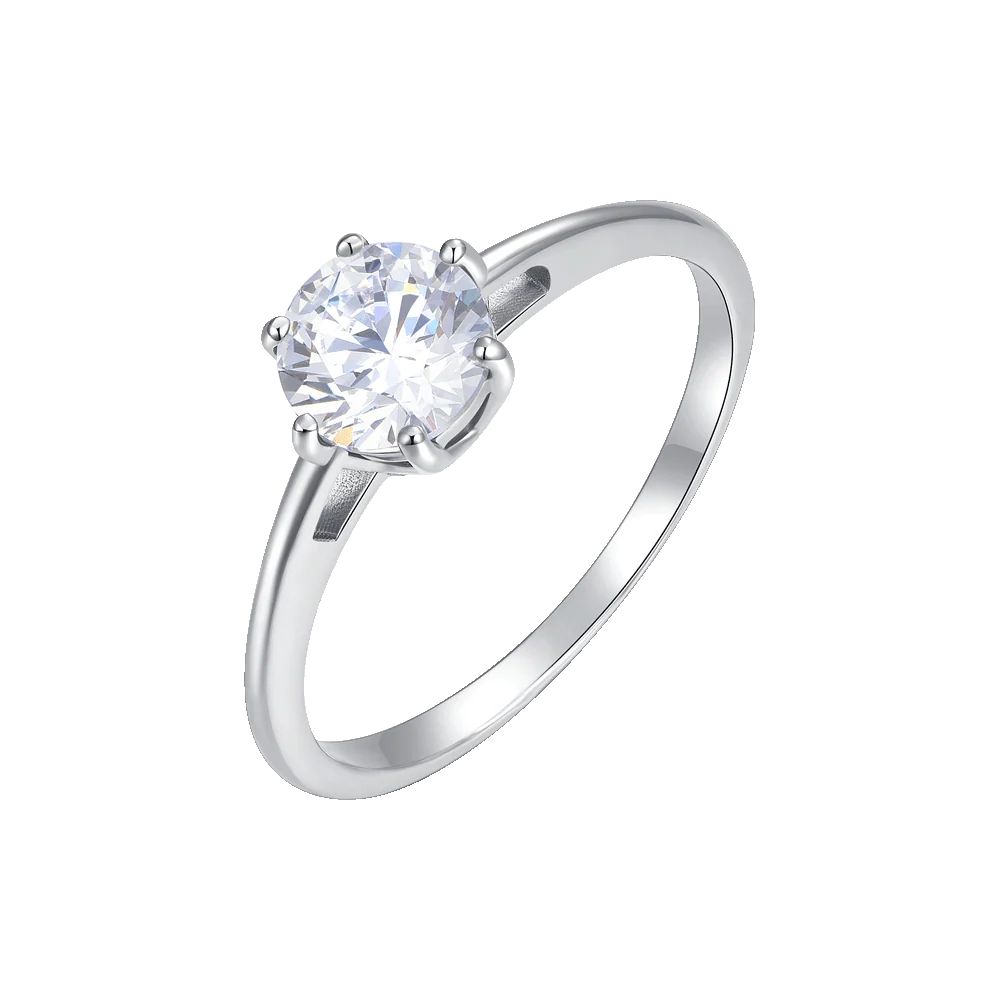 ANELLO DONNA IN ACCIAIO CON CRISTALLO BIANCO - TAGLIA 10