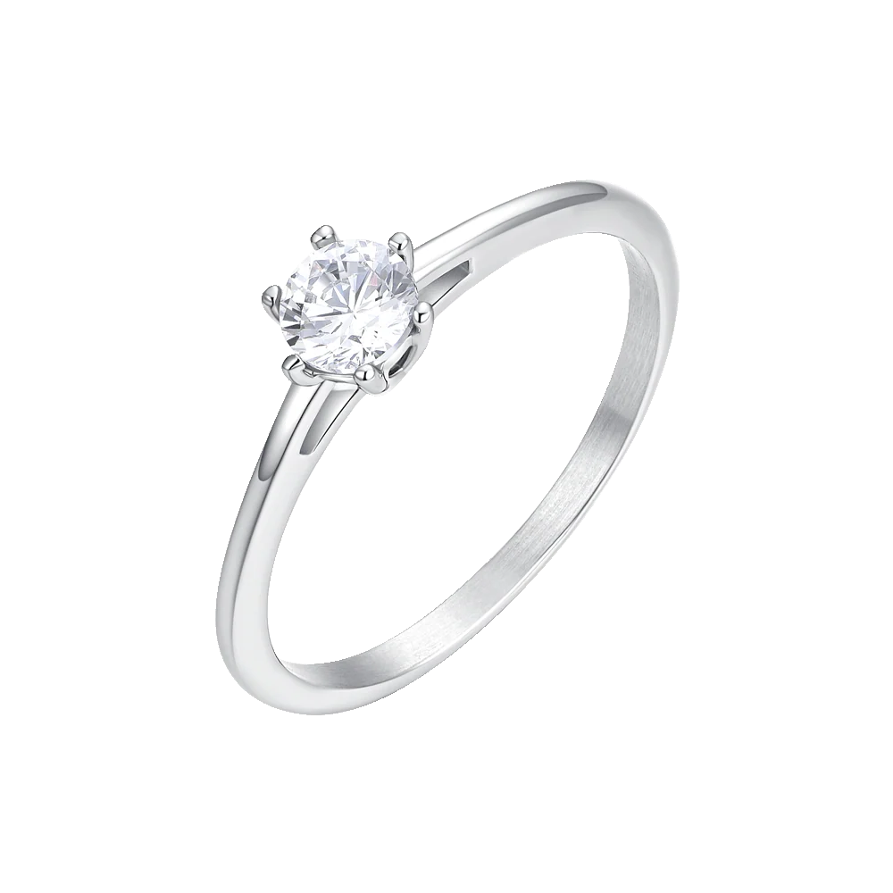 ANELLO DONNA IN ACCIAIO CON CRISTALLO BIANCO - TAGLIA 20