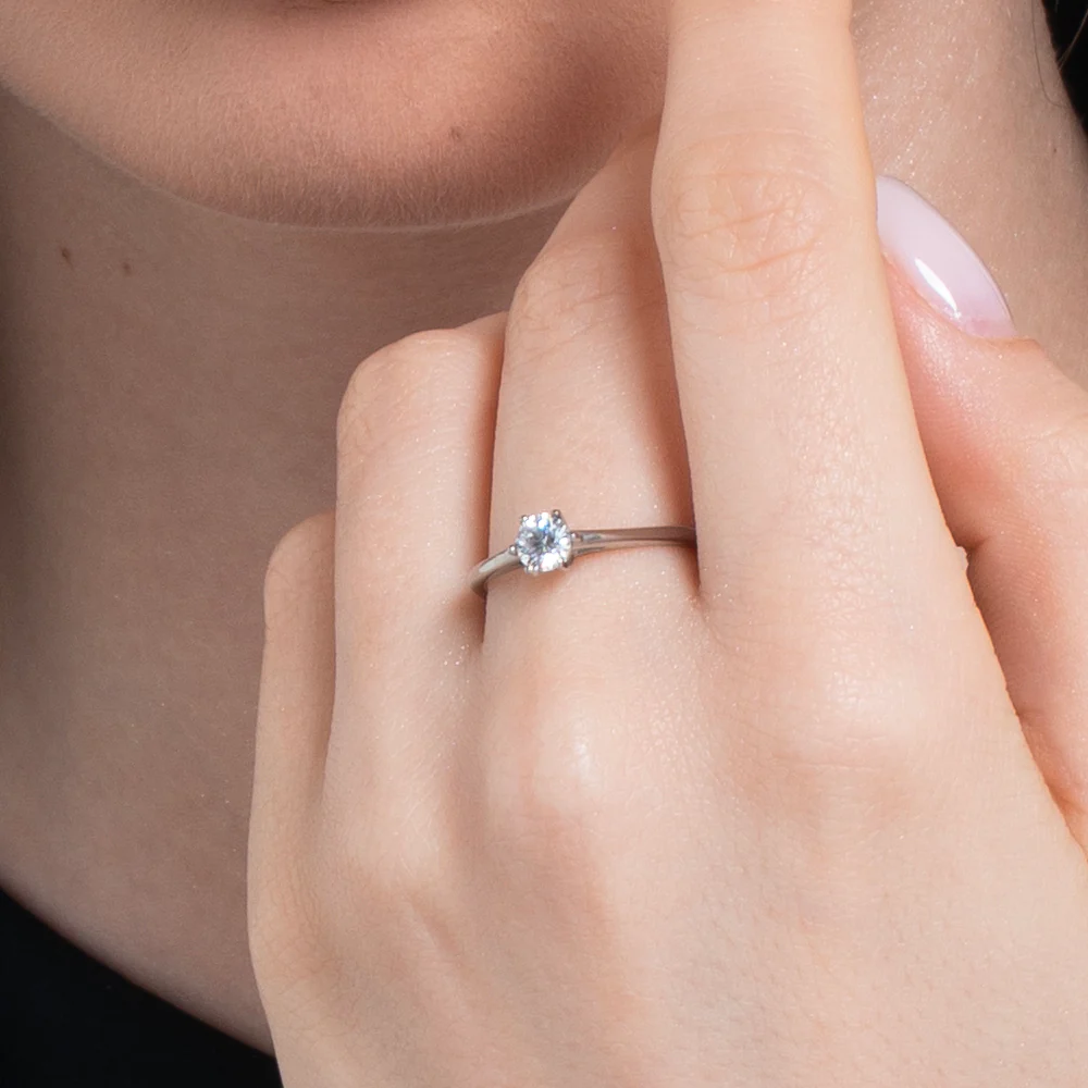 ANELLO DONNA IN ACCIAIO CON CRISTALLO BIANCO - TAGLIA 20 - Image 2