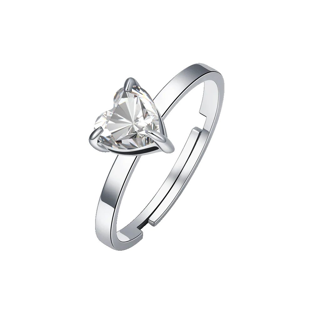 ANELLO DONNA IN ACCIAIO CON CUORE CRISTALLO BIANCO