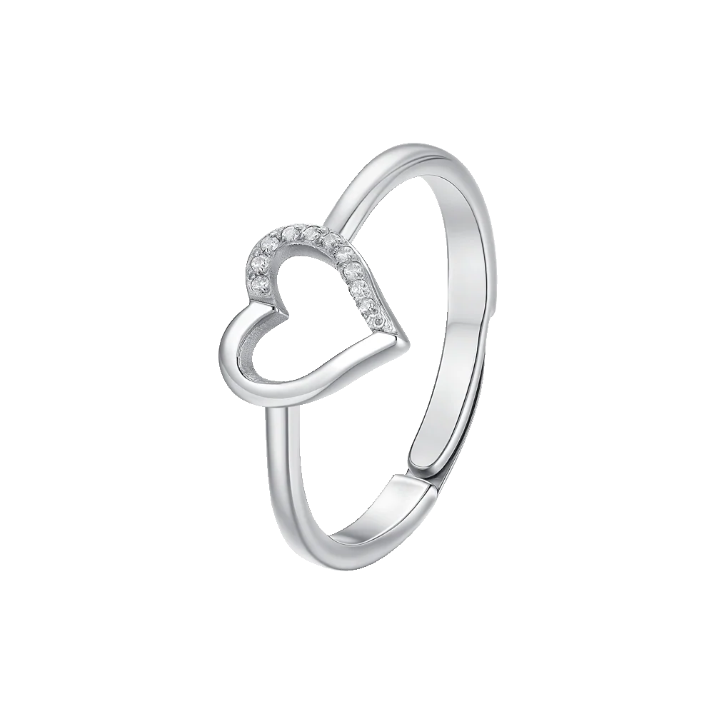 ANELLO DONNA IN ACCIAIO CON CUORE E ZIRCONI BIANCHI