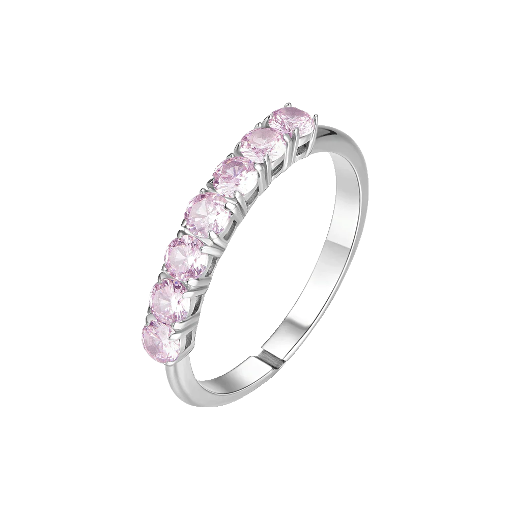 ANELLO DONNA IN ACCIAIO CON ZIRCONI ROSA MISURA M