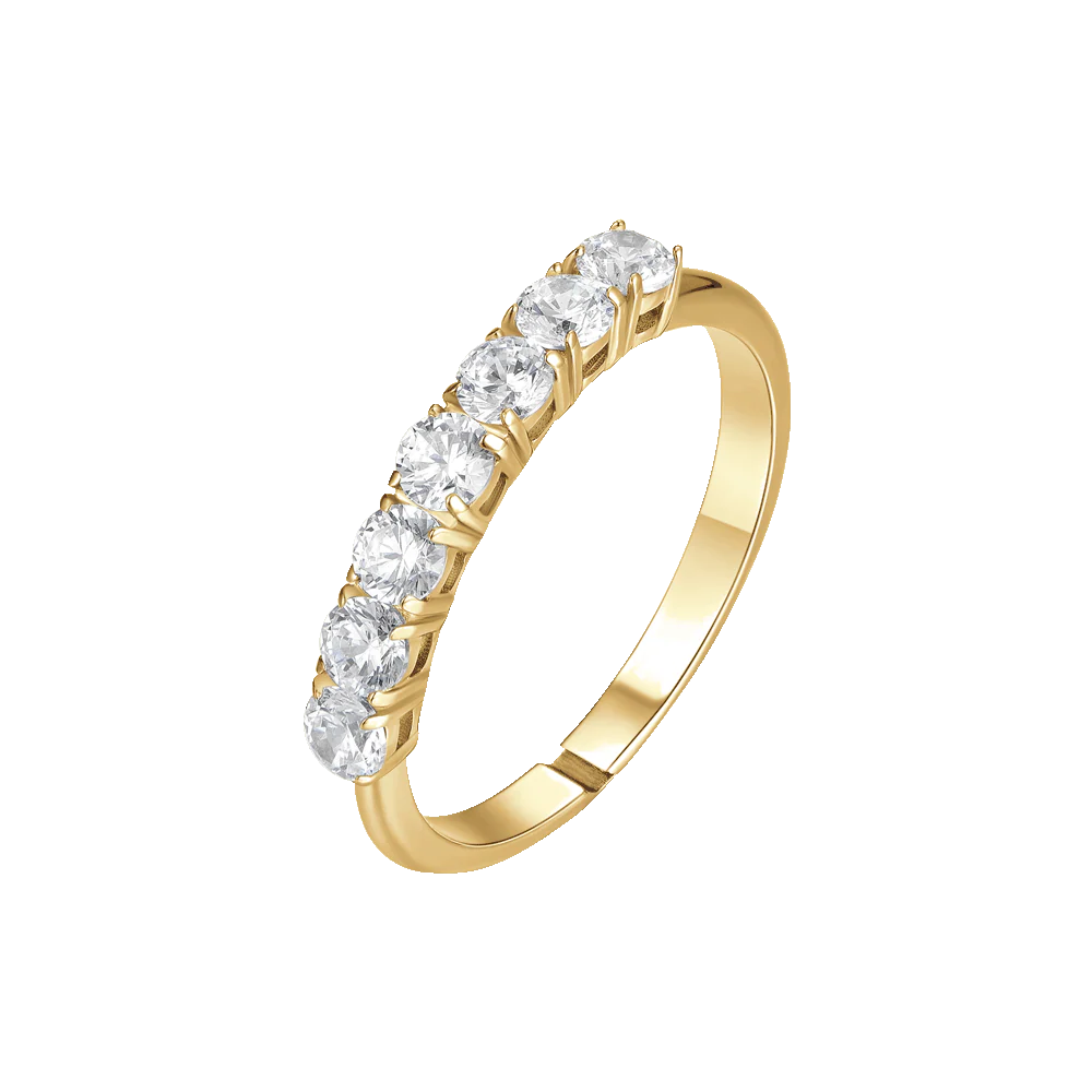 ANELLO DONNA IN ACCIAIO IP GOLD CON ZIRCONI BIANCHI MISURA S