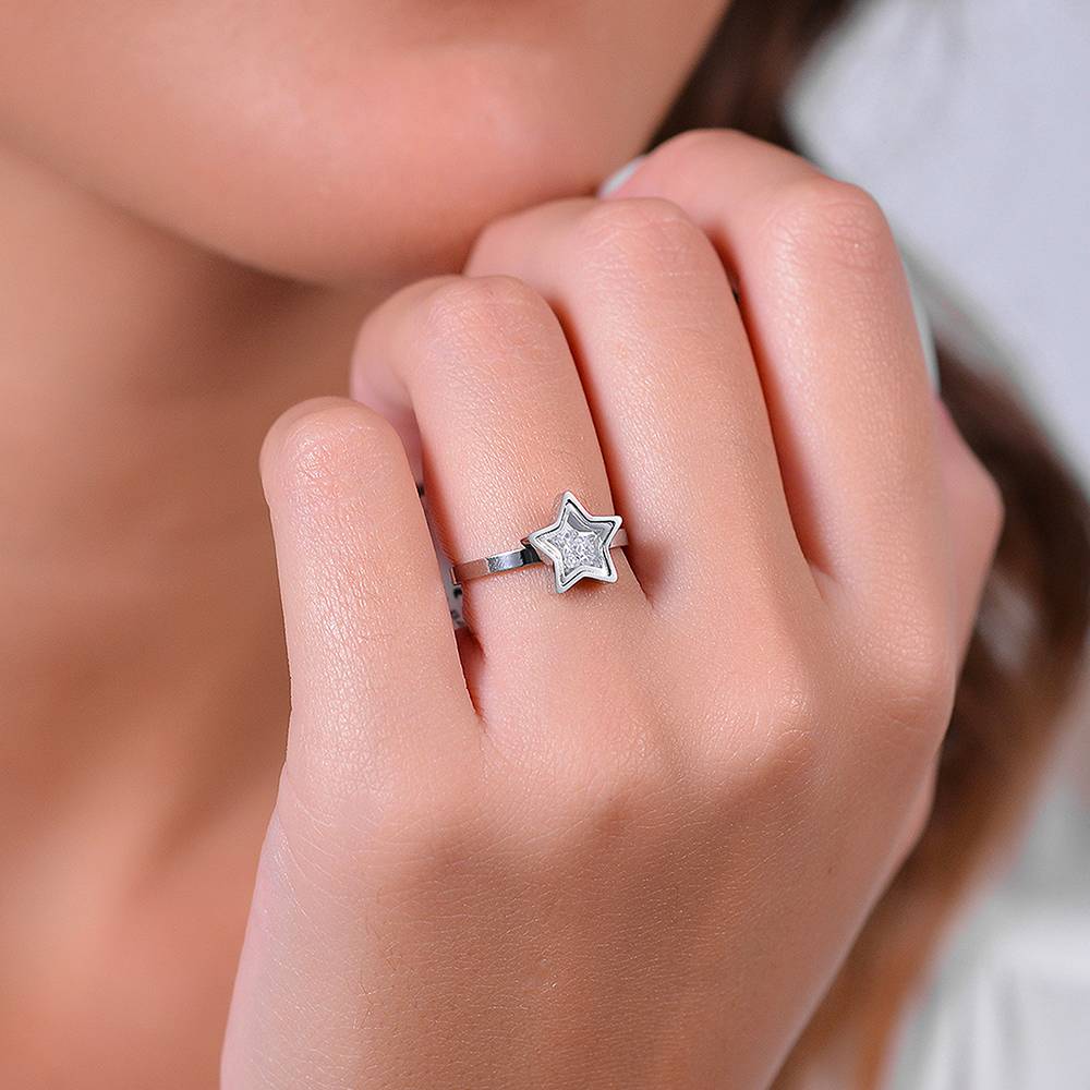 ANELLO DONNA IN ACCIAIO STELLA E ZIRCONI - Image 2