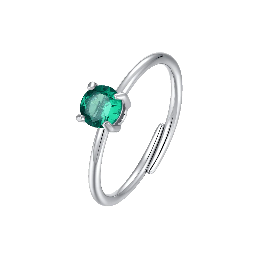 ANELLO DONNA IN ACCIAIO ZIRCONE VERDE