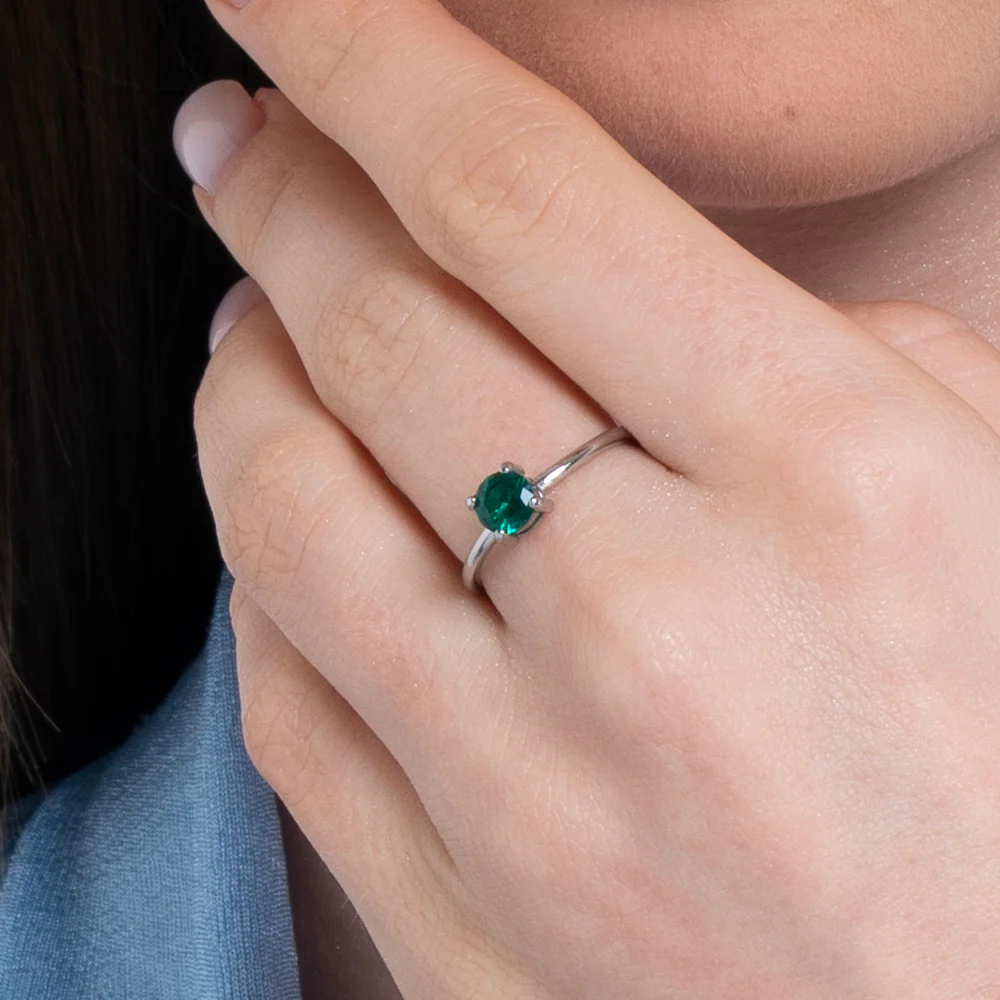 ANELLO DONNA IN ACCIAIO ZIRCONE VERDE - Image 2