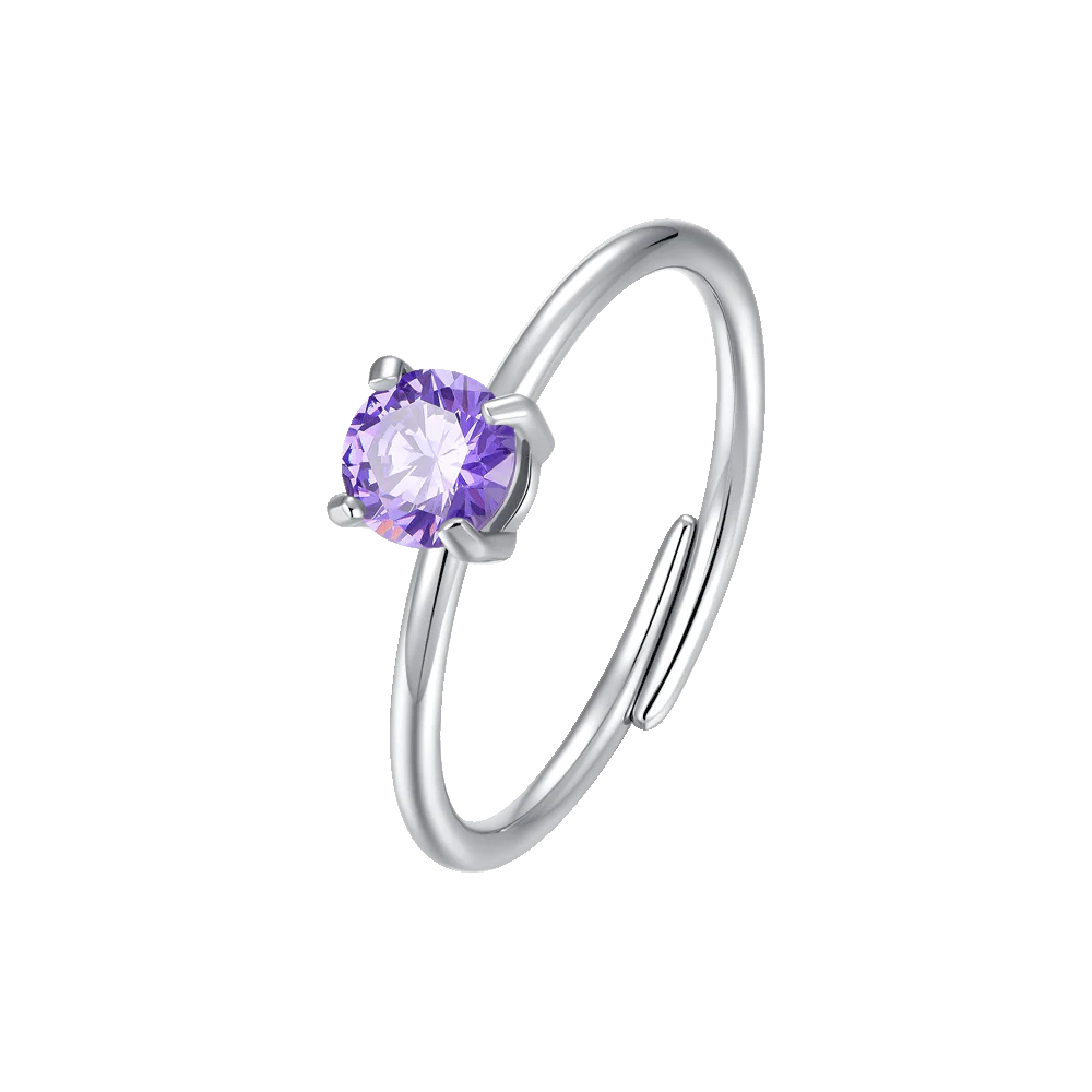 ANELLO DONNA IN ACCIAIO ZIRCONE VIOLA