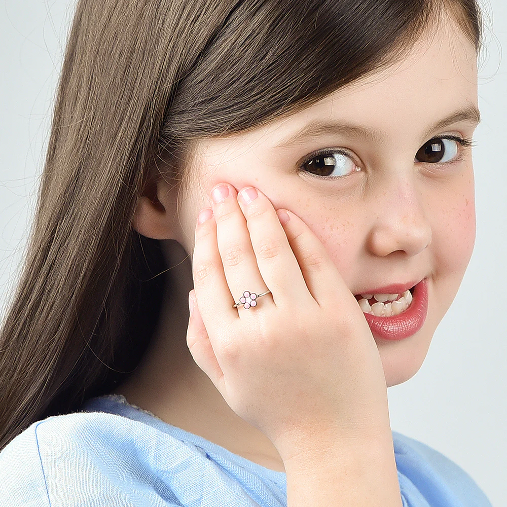 ANELLO BAMBINA IN ACCIAIO CON FIORE - Image 3