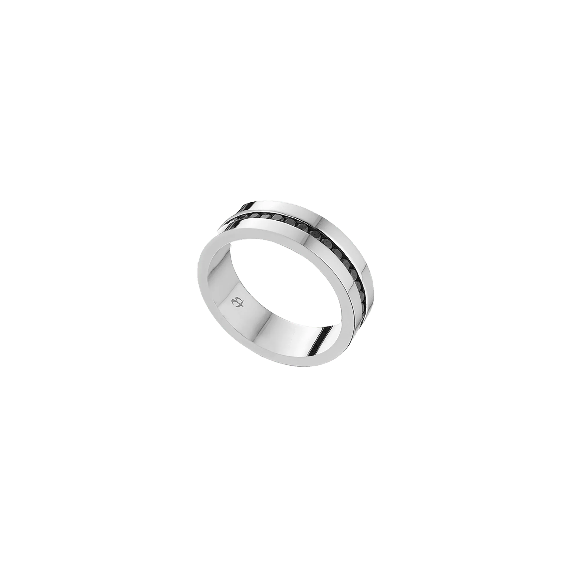 ANELLO UOMO IN ACCIAIO CON CRISTALLI NERI - Image 6