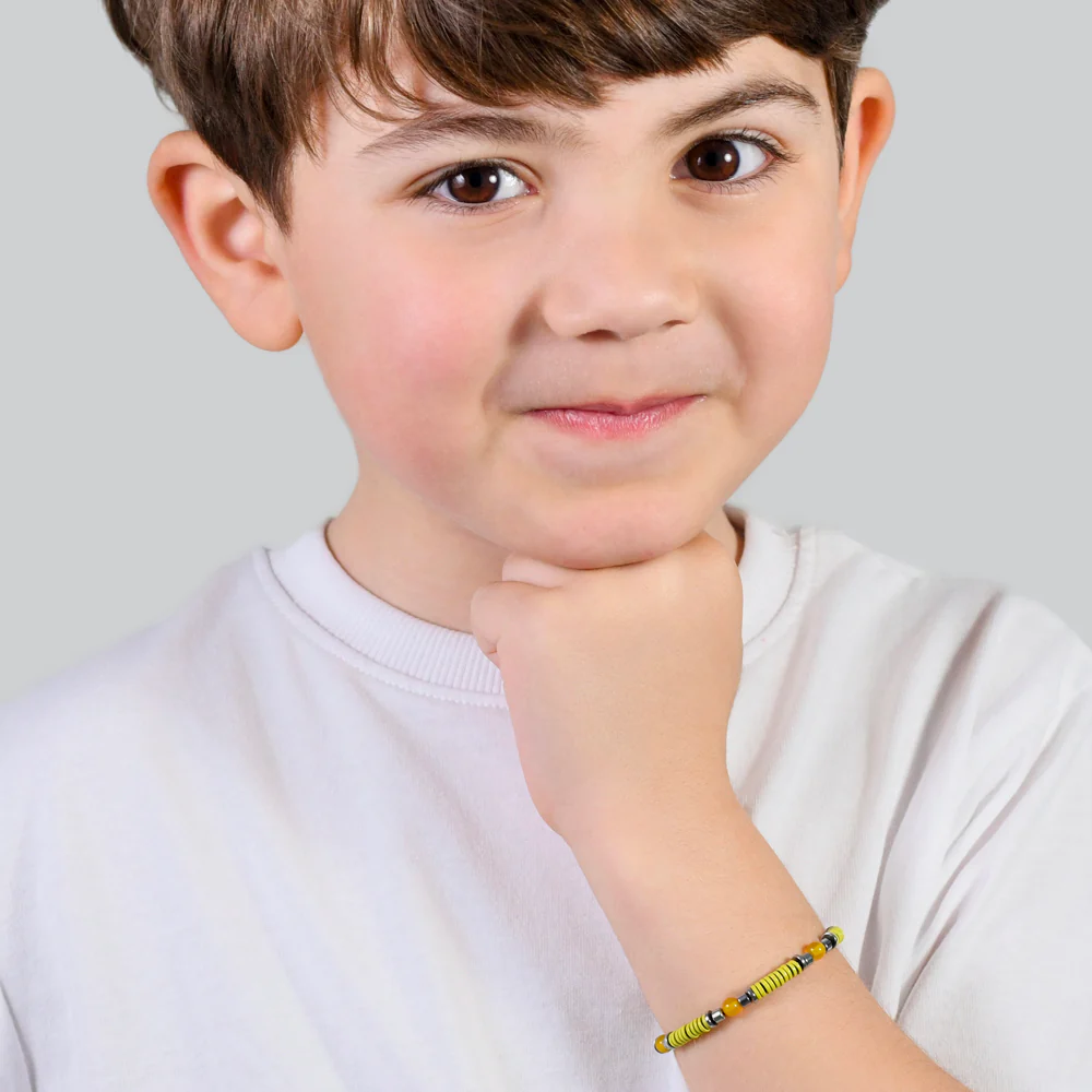BRACCIALE BAMBINA IN ACCIAIO CON PIETRE GIALLE ED ELEMENTI CON SMALTO GIALLO - Image 4