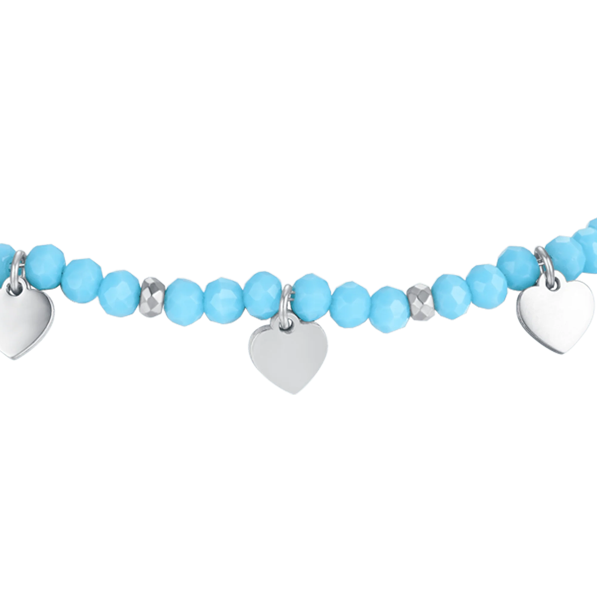 BRACCIALE BAMBINA IN ACCIAIO CON PIETRE TURCHESI E CUORI - Image 4