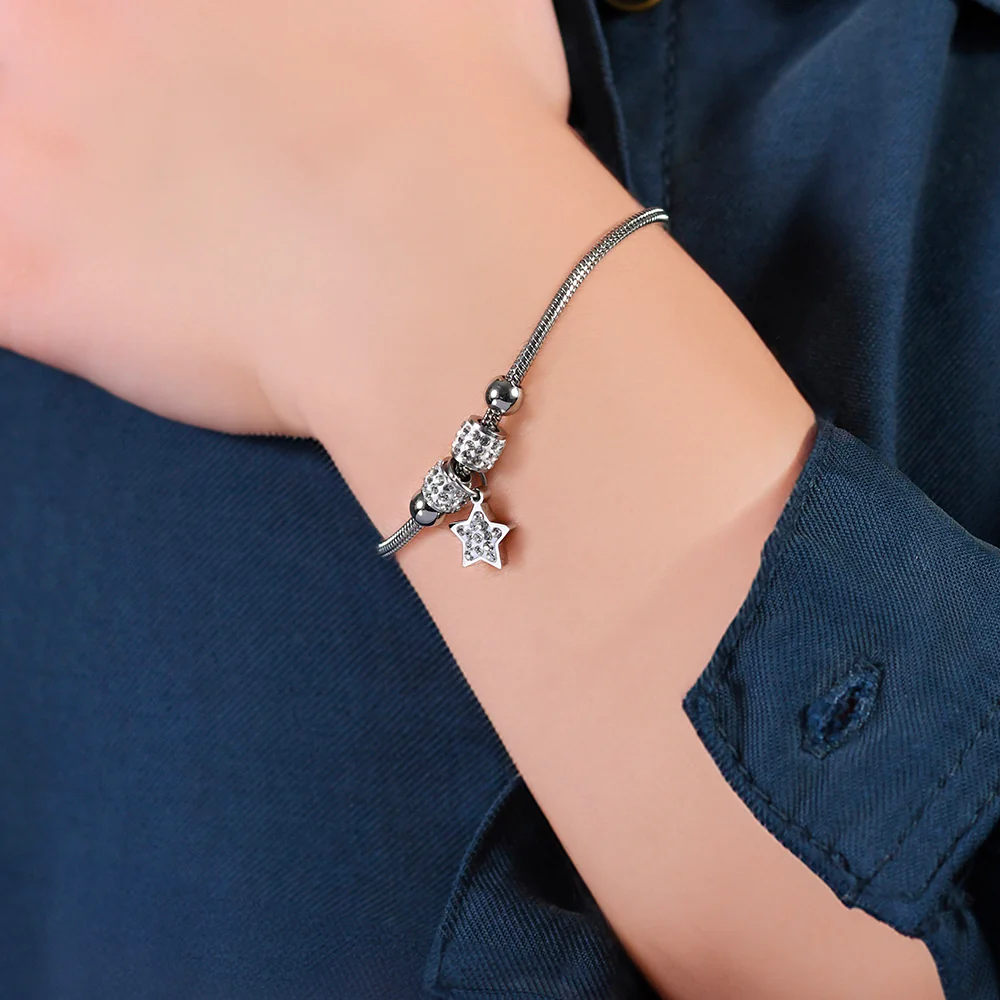 BRACCIALE BAMBINA IN ACCIAIO CON STELLA CON CRISTALLI BIANCHI - Image 2
