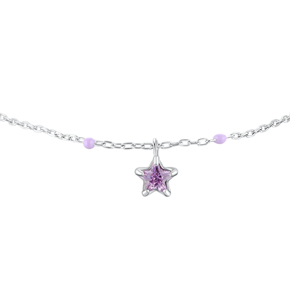 BRACCIALE BAMBINa IN ACCIAIO CON STELLA ZIRCONE VIOLA E PIETRE VIOLA - Image 2