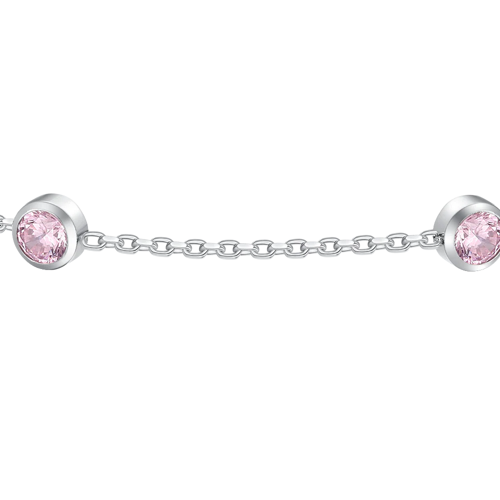 BRACCIALE BAMBINA IN ACCIAIO CON ZIRCONI ROSA - Image 2