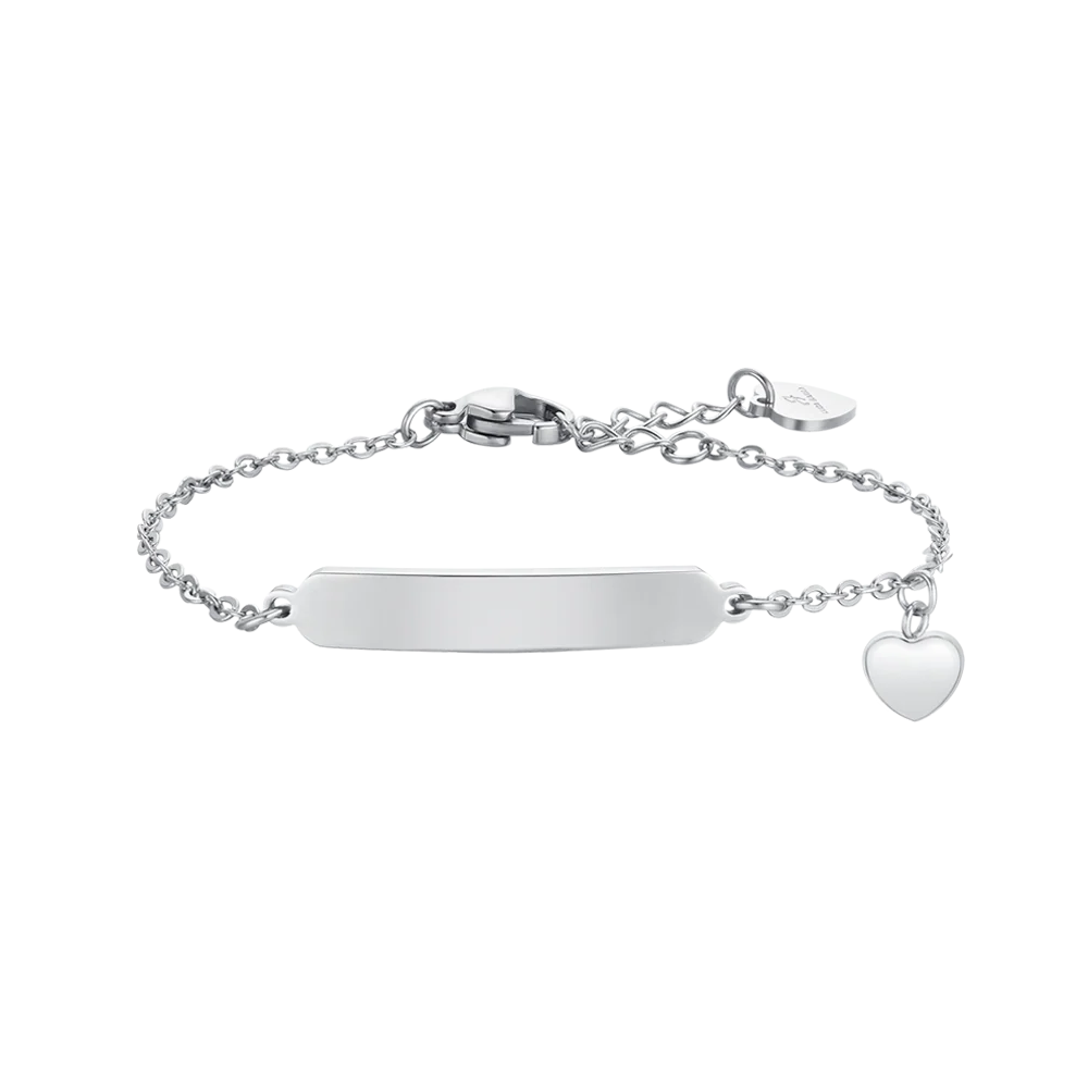 BRACCIALE BAMBINA IN ACCIAIO CUORI E PIASTRA