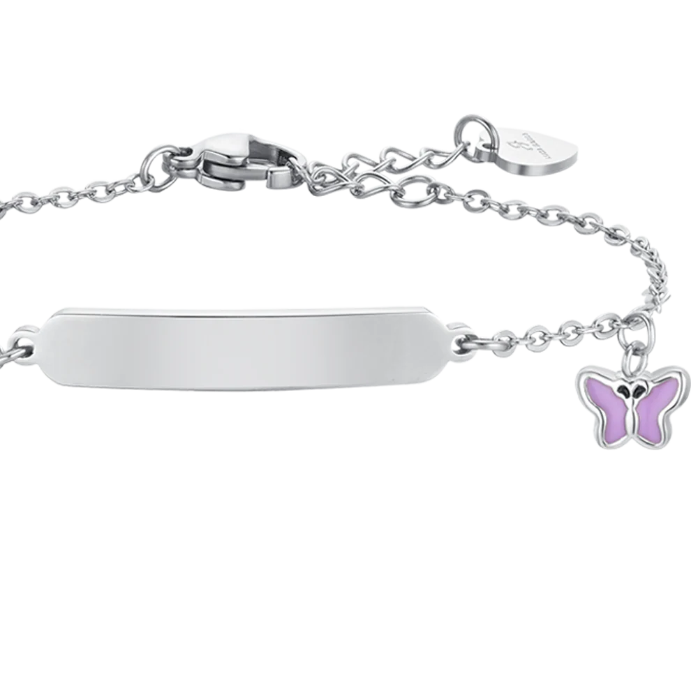 BRACCIALE BAMBINA IN ACCIAIO SMALTO VIOLA E PIASTRA - Image 4