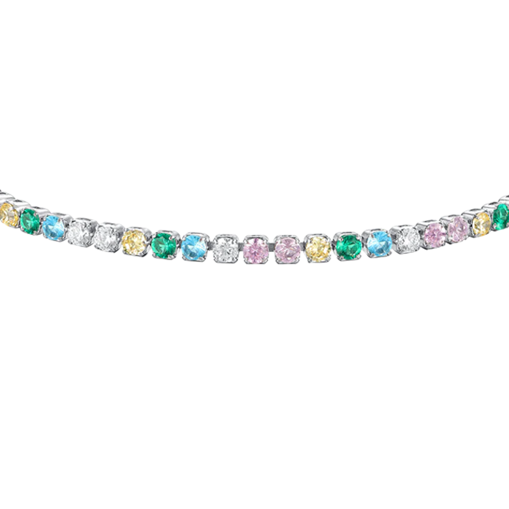 BRACCIALE BAMBINA TENNIS IN ACCIAIO CON ZIRCONI MULTICOLOR - Image 2