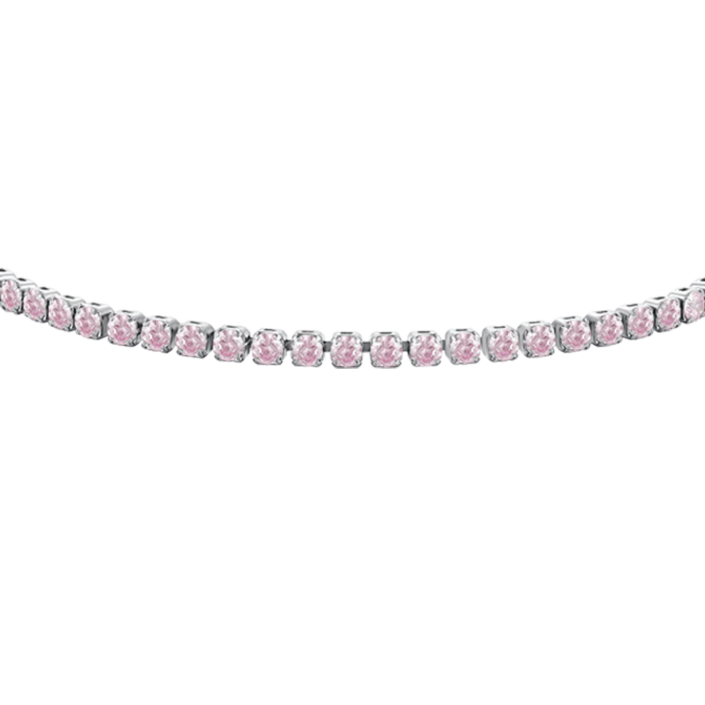 BRACCIALE BAMBINA TENNIS IN ACCIAIO CON ZIRCONI ROSA - Image 2