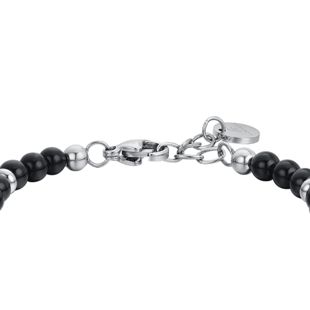 BRACCIALE BAMBINO IN ACCIAIO ANCORA CON PIETRE NERE - Image 5