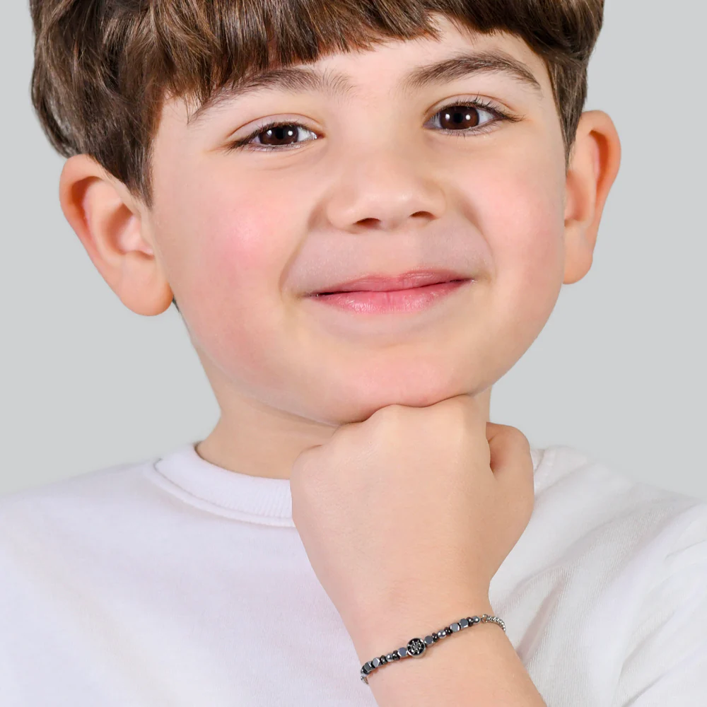 BRACCIALE BAMBINO IN ACCIAIO CON EMATITE GRIGIA E TIMONE - Image 3
