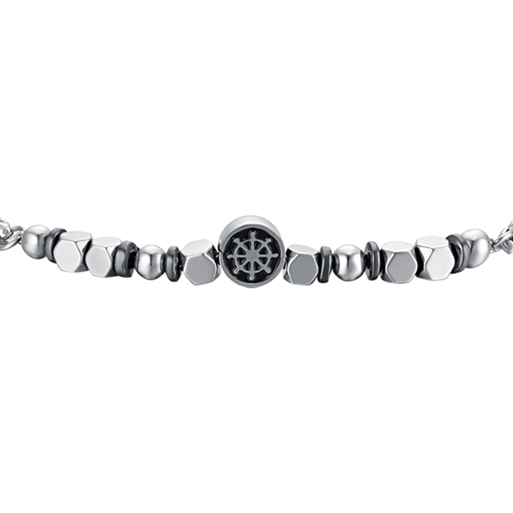 BRACCIALE BAMBINO IN ACCIAIO CON EMATITE GRIGIA E TIMONE - Image 4