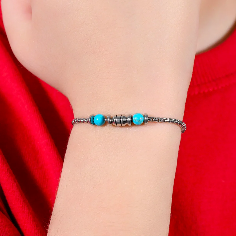 BRACCIALE BAMBINO IN ACCIAIO PIETRE TURCHESI - Image 2