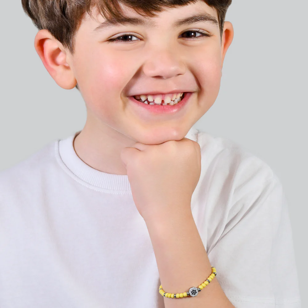 BRACCIALE BAMBINO IN ACCIAIO TIMONE CON PIETRE GIALLE - Image 3
