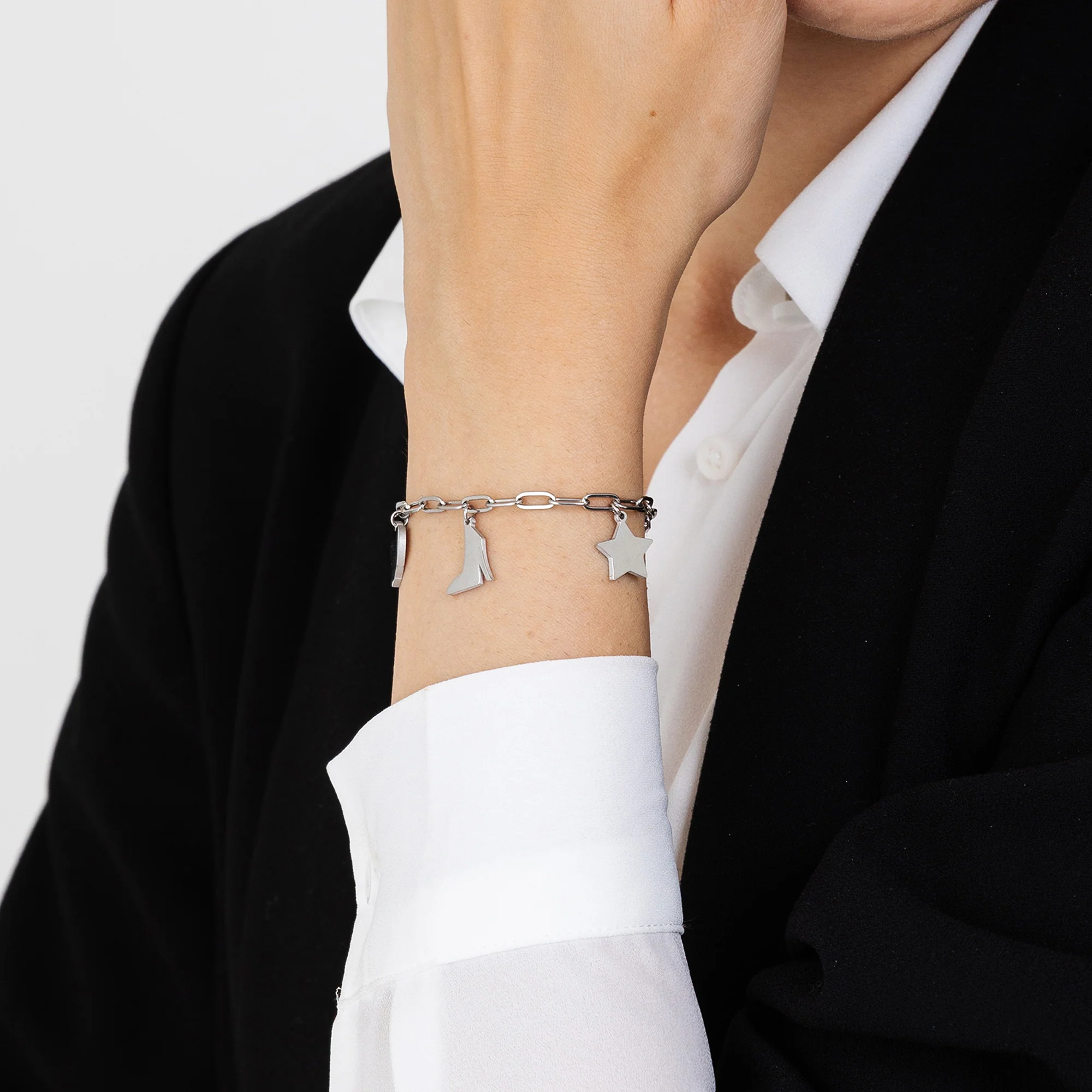 BRACCIALE DONNA IN ACCIAIO CON CUORE, SCARPA E STELLA - Image 2
