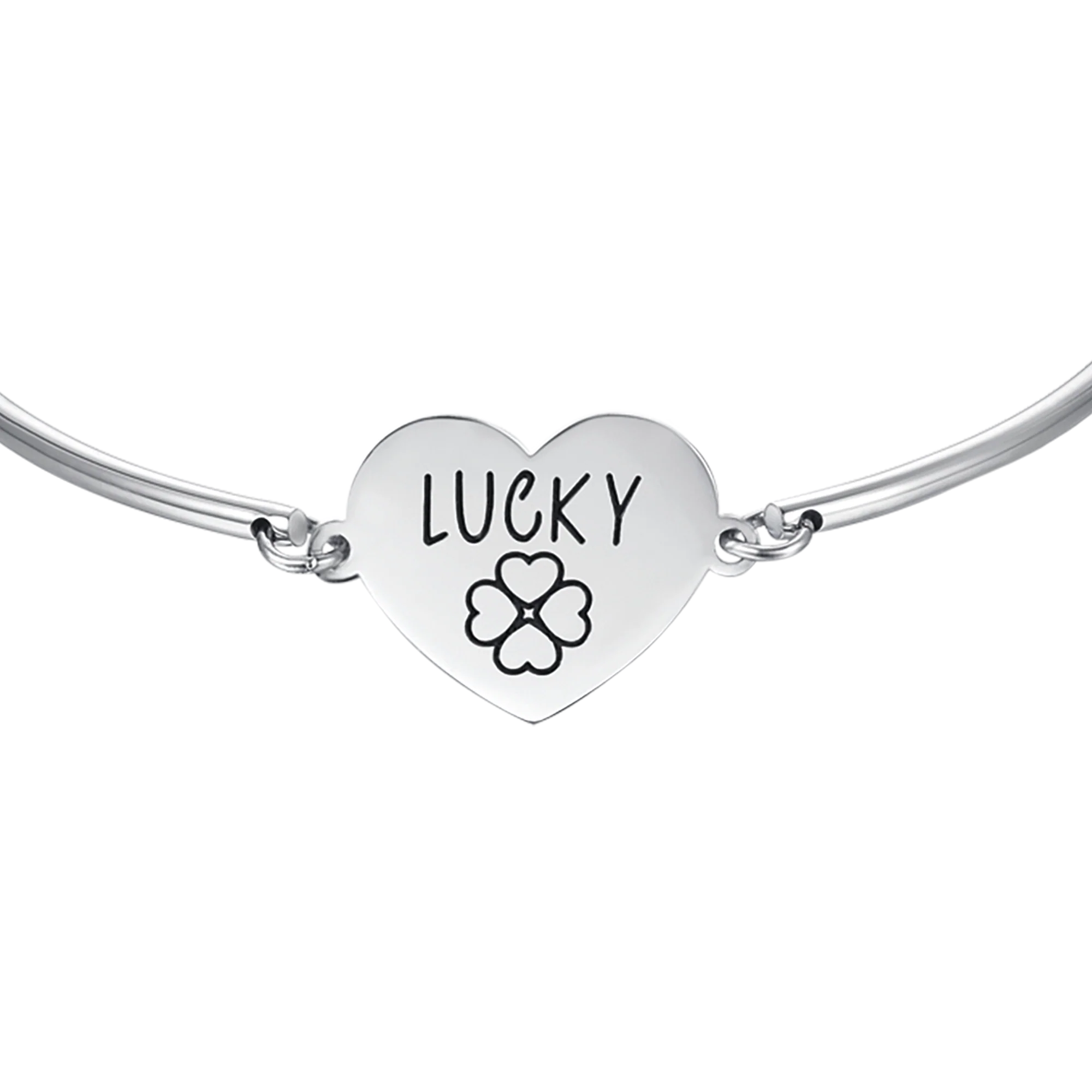 BRACCIALE DONNA IN ACCIAIO CON SCRITTA LUCKY - Image 4