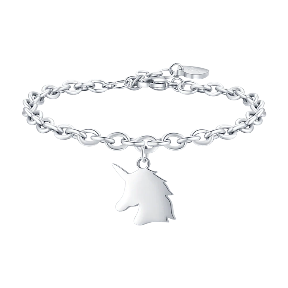 BRACCIALE DONNA IN ACCIAIO CON UNICORNO