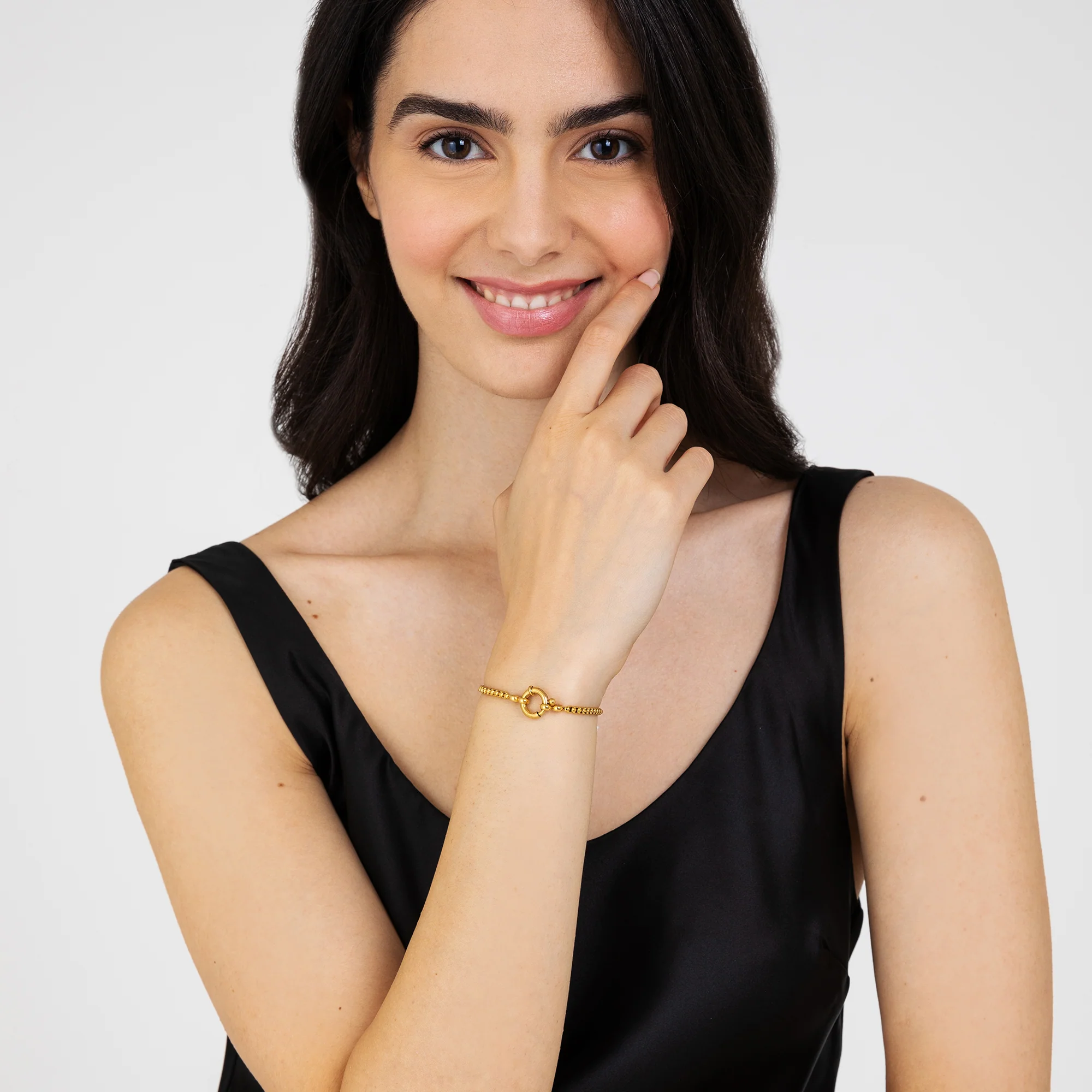 BRACCIALE DONNA IN ACCIAIO DORATO CON CERCHIO - Image 3