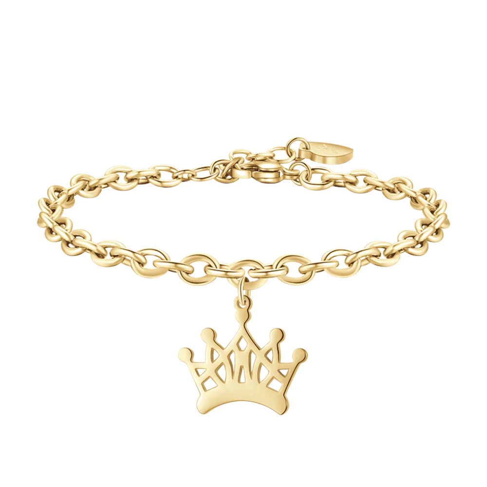 BRACCIALE DONNA IN ACCIAIO DORATO CON CORONA
