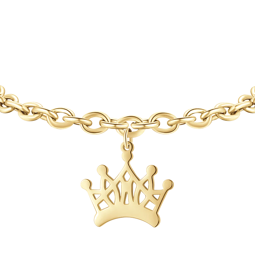 BRACCIALE DONNA IN ACCIAIO DORATO CON CORONA - Image 4