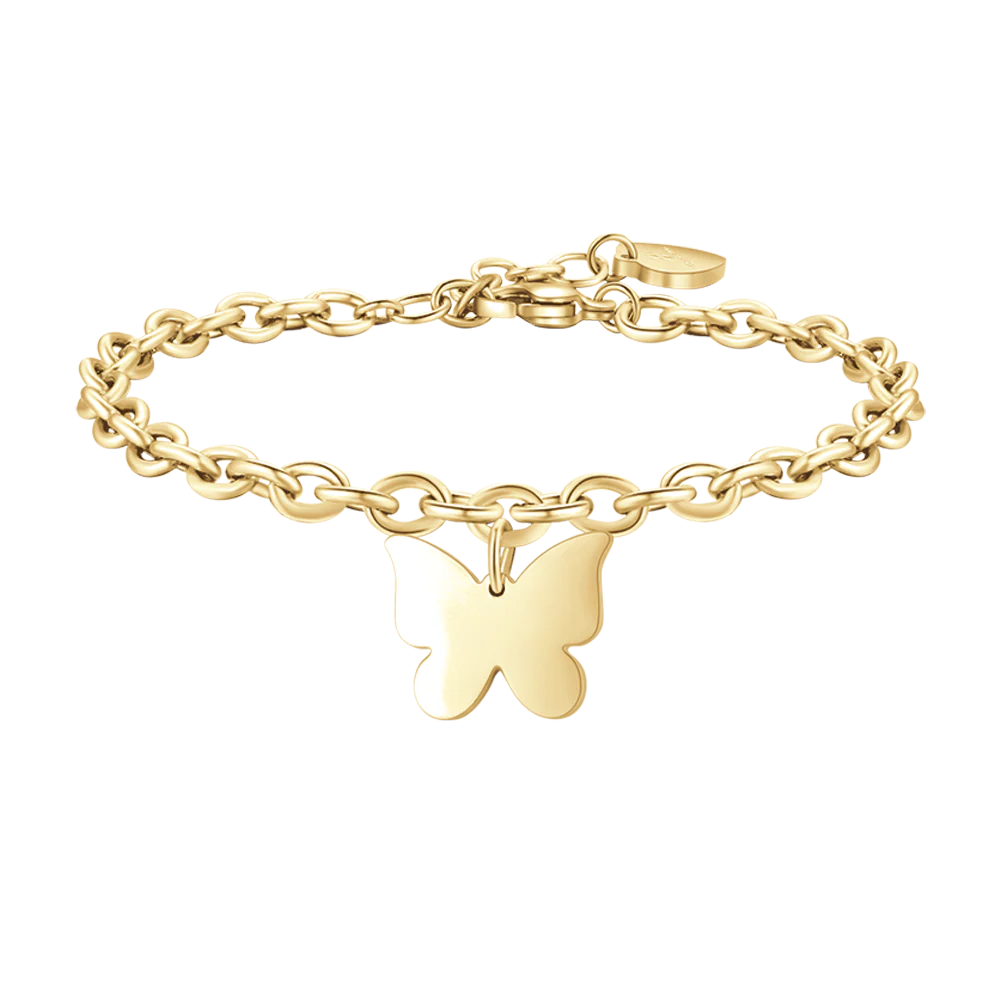 BRACCIALE DONNA IN ACCIAIO DORATO CON FARFALLA