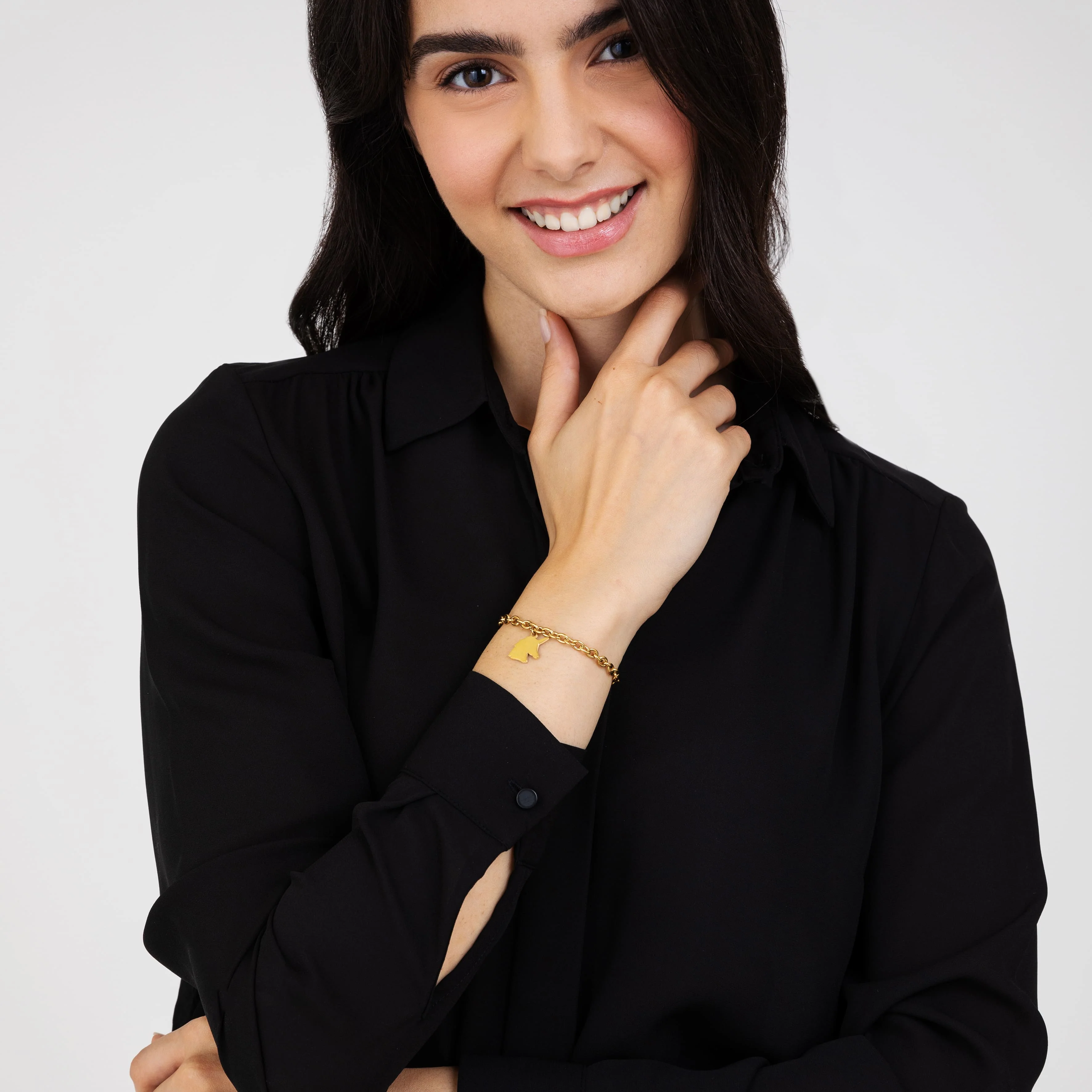 BRACCIALE DONNA IN ACCIAIO DORATO CON UNICORNO - Image 3
