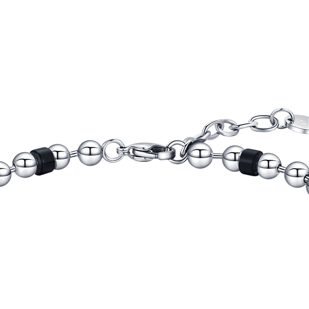 BRACCIALE UOMO IN ACCIAIO NERO CON ELEMENTI IN ACCIAIO - Image 5