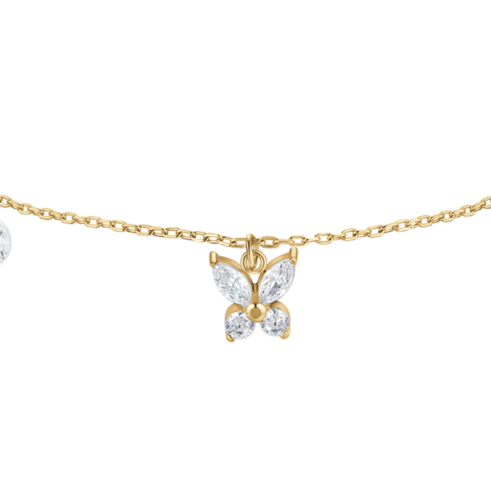 BRACCIALE DONNA IN ACCIAIO COLORE ORO CON PENDENTE FARFALLA ED ALI ZIRCONE BIANC - Image 4