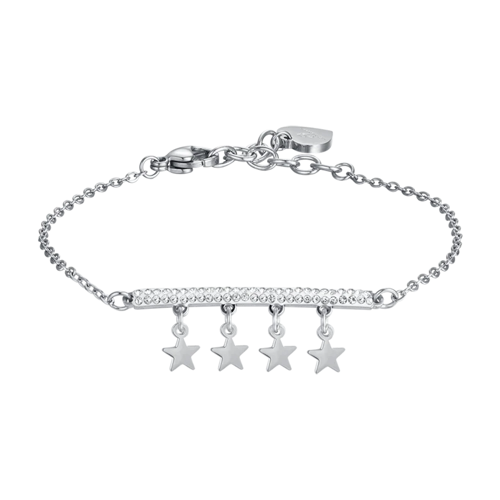 BRACCIALE DONNA IN ACCIAIO CON CIONDOLI STELLE