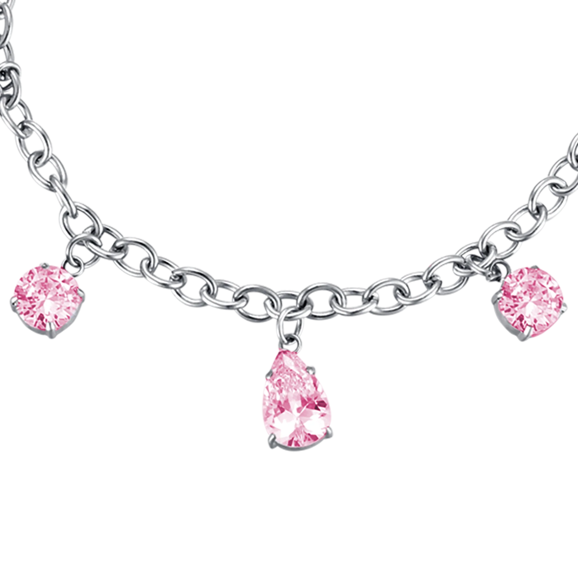 BRACCIALE DONNA IN ACCIAIO CON CRISTALLI ROSA - Image 4