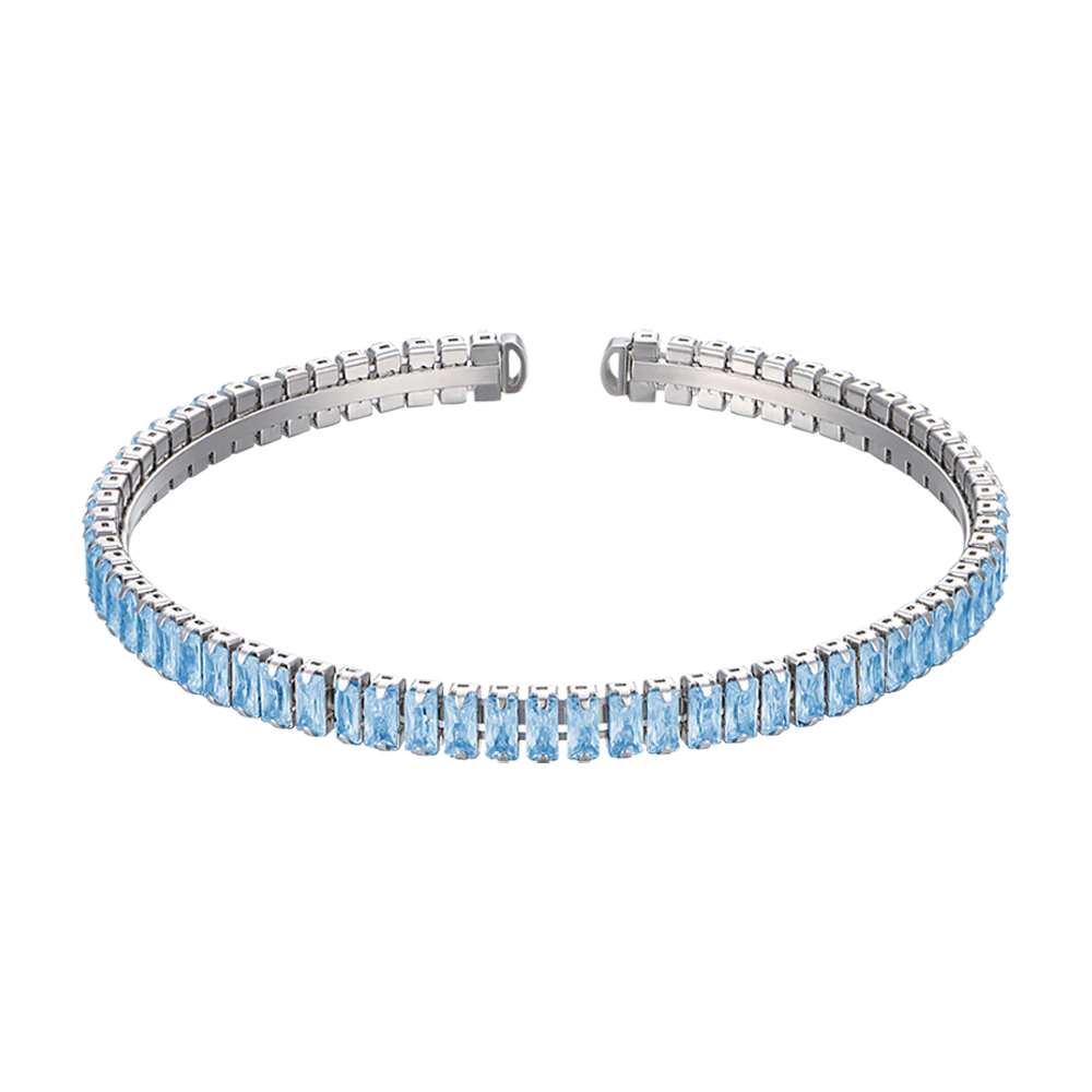 BRACCIALE DONNA IN ACCIAIO CON CRISTALLI AZZURRI