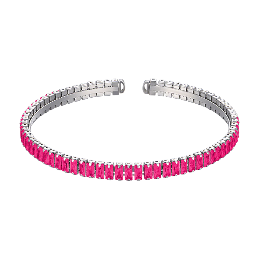 BRACCIALE DONNA IN ACCIAIO CON CRISTALLI FUCSIA