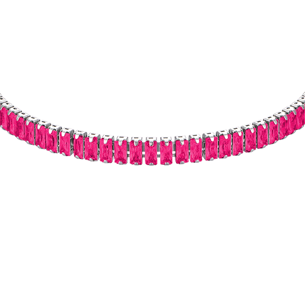 BRACCIALE DONNA IN ACCIAIO CON CRISTALLI FUCSIA - Image 4