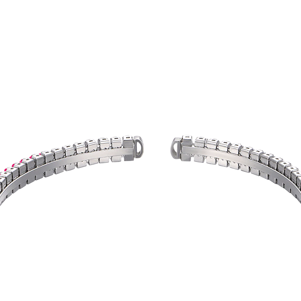 BRACCIALE DONNA IN ACCIAIO CON CRISTALLI FUCSIA - Image 5