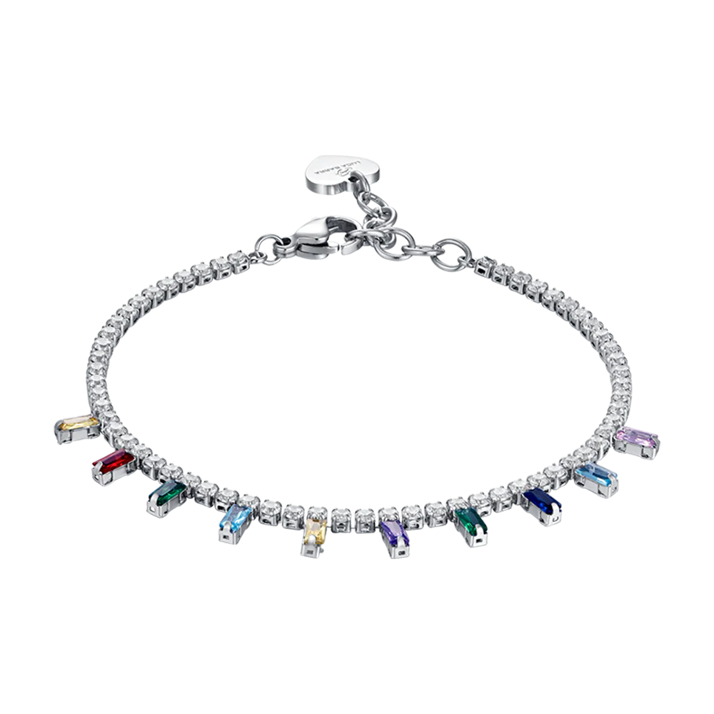 BRACCIALE DONNA IN ACCIAIO CON CRISTALLI MULTICOLOR